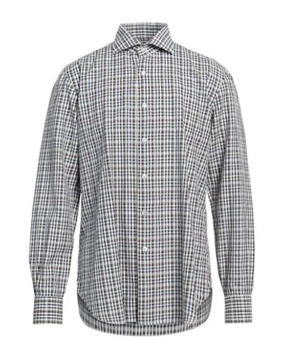 Barba Napoli Man Shirt Dark Brown Size 17 Cotton, Linen