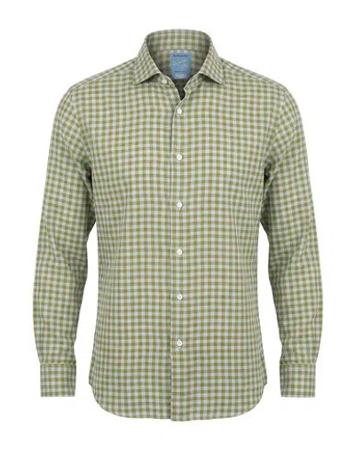 Barba Napoli Man Shirt Green Size 15 ½ Cotton, Wool