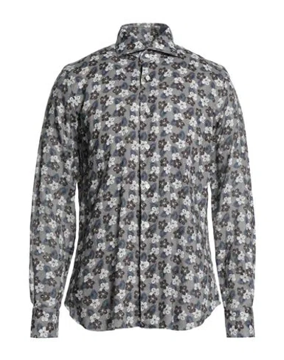 Barba Napoli Man Shirt Grey Size 17 Linen
