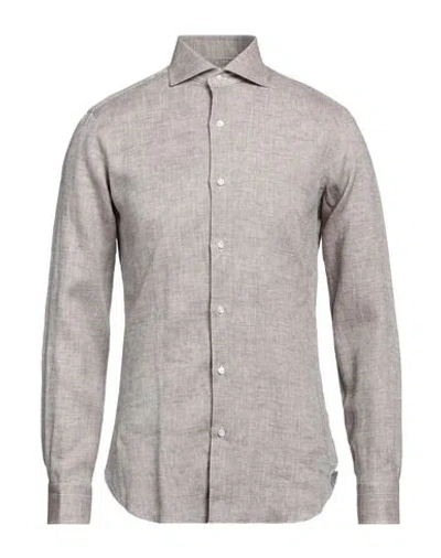Barba Napoli Man Shirt Khaki Size 17 ½ Linen In Beige