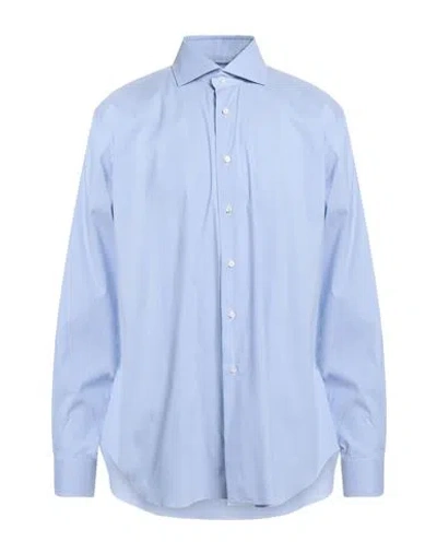 Barba Napoli Man Shirt Light Blue Size 17 ½ Cotton, Polyamide, Elastane