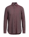 Barba Napoli Man Shirt Mauve Size 16 Cotton In Purple