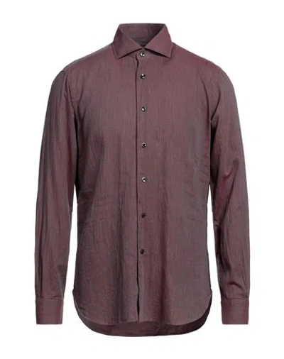 Barba Napoli Man Shirt Mauve Size 16 Cotton In Purple
