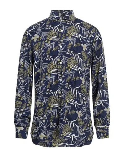Barba Napoli Man Shirt Blue Size 17 Viscose