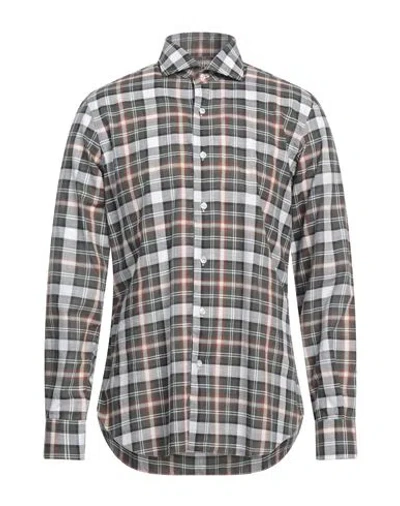 Barba Napoli Man Shirt Grey Size 17 Cotton In Green