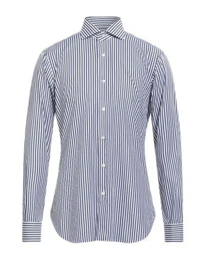 Barba Napoli Long Sleeve Neck Shirt In Bianco/blu