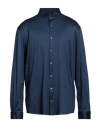 Barba Napoli Man Shirt Navy Blue Size 48 Cotton In Navy Blue