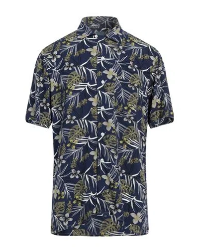 Barba Napoli Man Shirt Navy Blue Size 17 Viscose