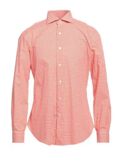 Barba Napoli Man Shirt Orange Size 16 Cotton