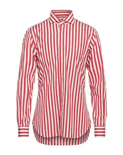 Barba Napoli Man Shirt Brick Red Size 17 ¾ Cotton, Linen