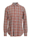 Barba Napoli Man Shirt Rust Size 16 ½ Cotton In Orange