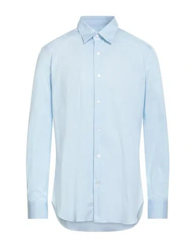 Barba Napoli Man Shirt Sky Blue Size 17 Cotton, Polyamide, Elastane