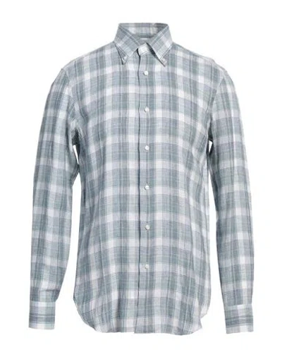 Barba Napoli Man Shirt Slate Blue Size 17 Linen