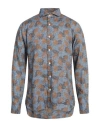 Barba Napoli Man Shirt Slate Blue Size 17 Linen In Blue