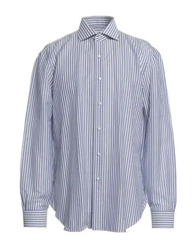 Barba Napoli Man Shirt Slate Blue Size 18 Cotton, Linen