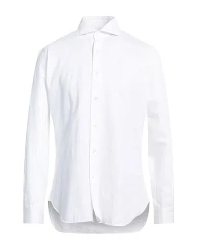 Barba Napoli Man Shirt White Size 17 ¾ Cotton, Linen