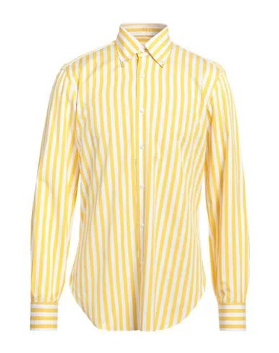 Barba Napoli Man Shirt Yellow Size 16 Cotton