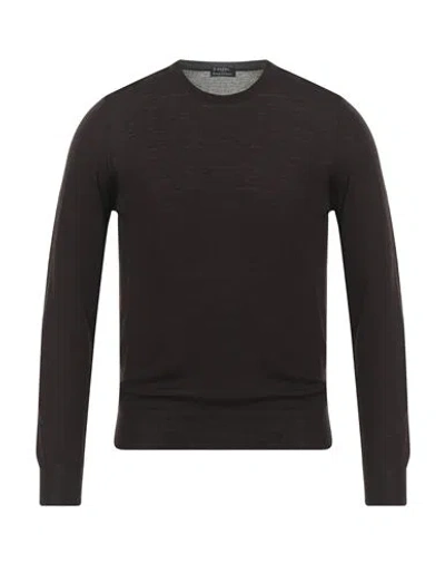 Barba Napoli Man Sweater Chocolate Brown Size 36 Virgin Wool In Black