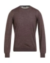 Barba Napoli Man Sweater Chocolate Brown Size 40 Virgin Wool, Silk In Brown
