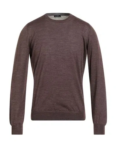 Barba Napoli Man Sweater Chocolate Brown Size 40 Virgin Wool, Silk