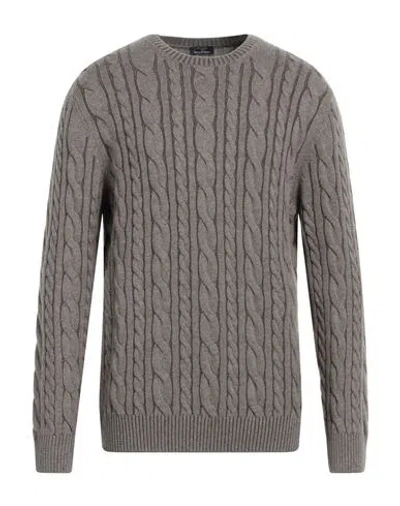 Barba Napoli Man Sweater Taupe Size 48 Virgin Wool, Viscose, Cashmere In Grey