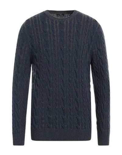Barba Napoli Man Sweater Navy Blue Size 46 Virgin Wool, Viscose, Cashmere
