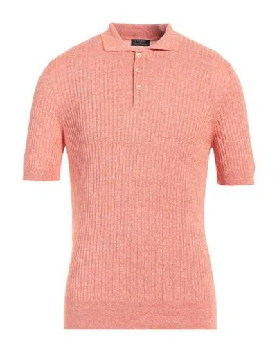 Barba Napoli Man Sweater Orange Size 46 Linen, Cotton