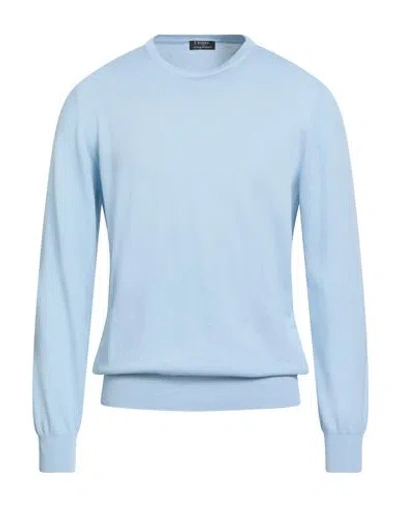 Barba Napoli Man Sweater Sky Blue Size 42 Cotton