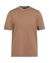Barba Napoli Man T-shirt Camel Size 44 Cotton In Brown
