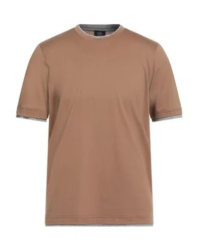 Barba Napoli Man T-shirt Camel Size 44 Cotton In Brown
