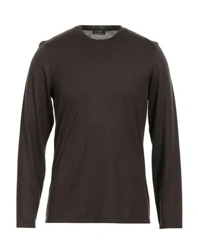 Barba Napoli Man T-shirt Cocoa Size 42 Virgin Wool In Black