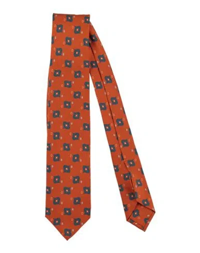 Barba Napoli Man Ties & Bow Ties Rust Size - Silk In Orange