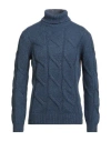 Barba Napoli Man Turtleneck Navy Size 40 Virgin Wool, Polyamide In Blue
