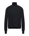 Barba Napoli Man Turtleneck Navy Size 46 Virgin Wool, Silk In Blue