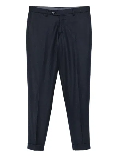 Barba Napoli Mare Cuffed Wool Trousers In Blue