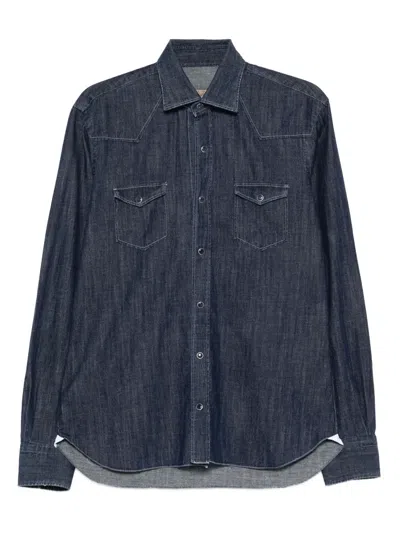 Barba Napoli Mare Flap-pockets Denim Shirt In Blue
