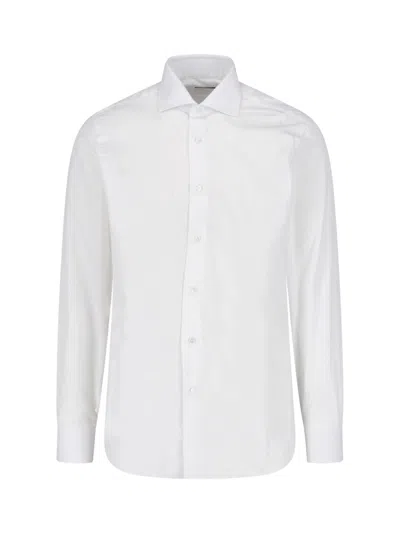 Barba Napoli White Crisp Tailored Long-sleeve Formal Shirt In Multi