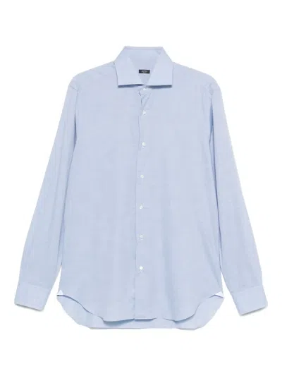 Barba Napoli Micro-check Cotton Shirt In Blue