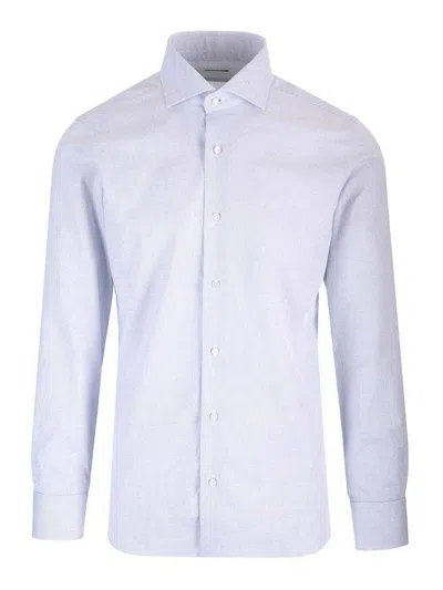 Barba Napoli Micro Checked Shirt In Blue
