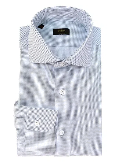Barba Napoli Micro-dot Patterned Shirt In Blue