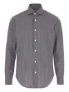 Barba Napoli Micro-dot Print Shirt In Gray