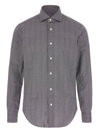 Barba Napoli Micro-dot Print Shirt In Gray