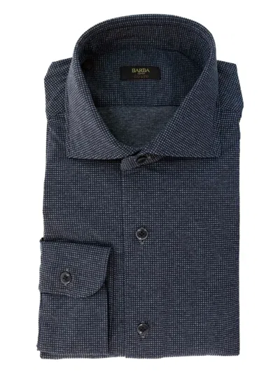 Barba Napoli Micro-dotted Button-down Shirt In Blue