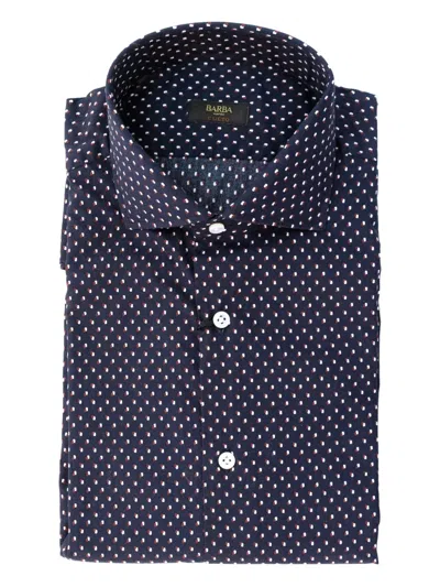 Barba Napoli Micro-pattern Button-down Shirt In Blue