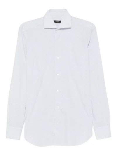 Barba Napoli Micro-pattern Cotton Shirt In Blue