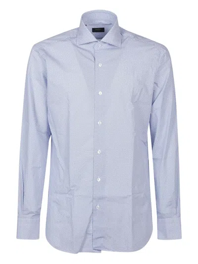 Barba Napoli Micro-pattern Cotton Shirt In Blue