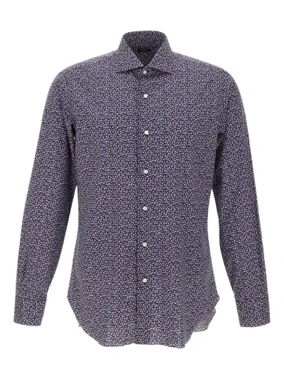 Barba Napoli Micro-pattern Shirt In Blue