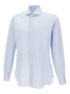 Barba Napoli Micro-striped Long-sleeve Shirt In Blue