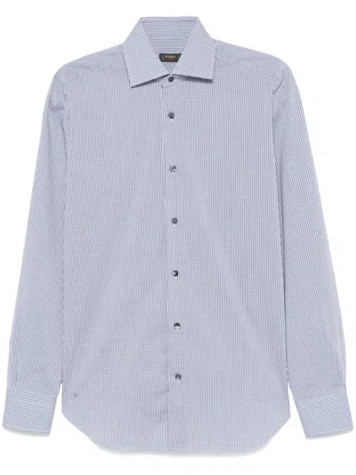 Barba Napoli Mini-check Shirt In Blau