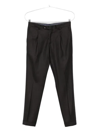Barba Napoli Napoli Pleated Wool Trousers In Black